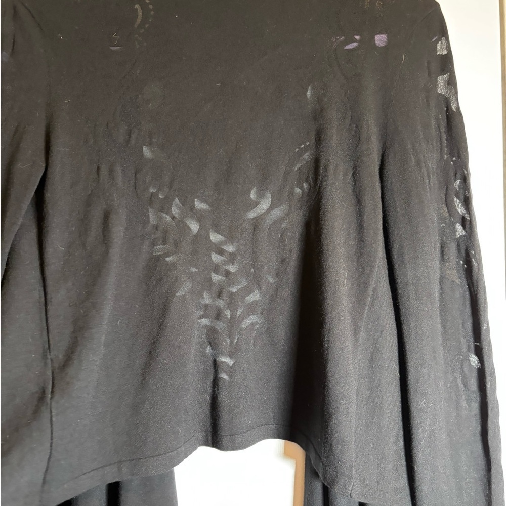 Anne Fontaine Elegant Black Sweater Wrap with Mesh Detail Size 36/S EUC
